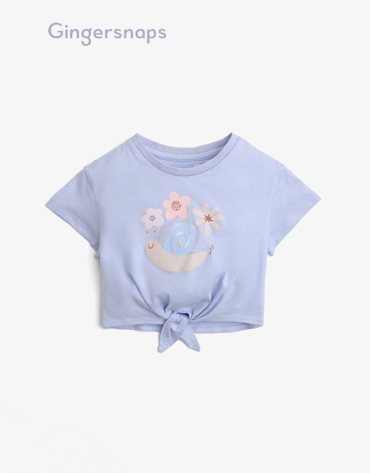 جينجرسنابس تي شيرت بيبي بنات بطبعة حلزون من الامام أزرق