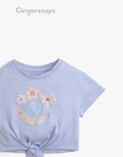 جينجرسنابس تي شيرت بيبي بنات بطبعة حلزون من الامام أزرق