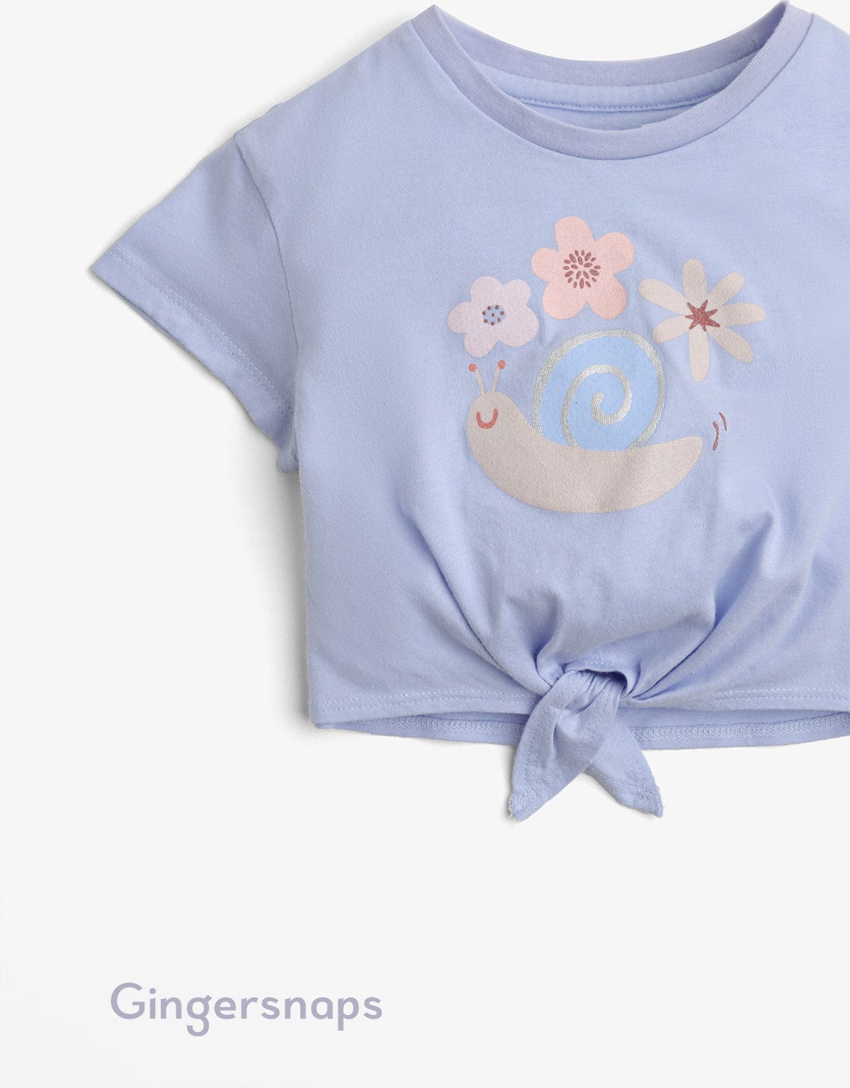 جينجرسنابس تي شيرت بيبي بنات بطبعة حلزون من الامام أزرق