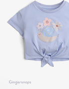 جينجرسنابس تي شيرت بيبي بنات بطبعة حلزون من الامام أزرق