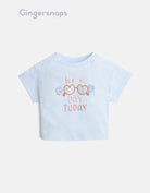 جينجرسنابس تي شيرت بنات بيبي بطبعة كتابة على الصدر أزرق