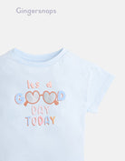 جينجرسنابس تي شيرت بنات بيبي بطبعة كتابة على الصدر أزرق
