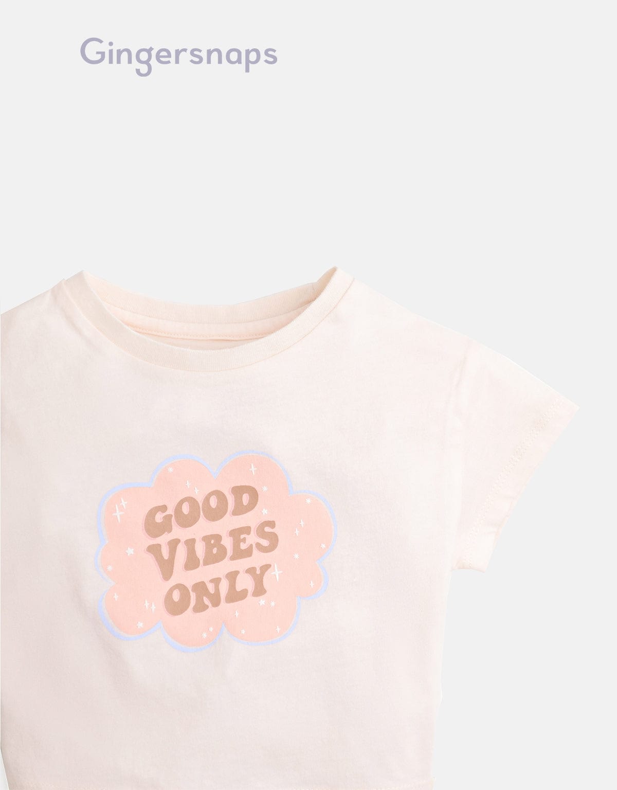جينجرسنابس تي شيرت بيبي بنات بطبعة على الصدر أبيض