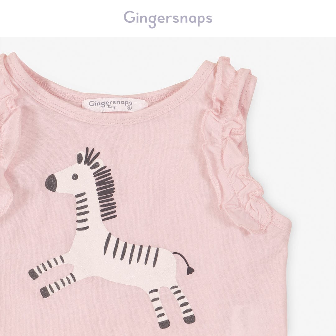 جينجرسنابس تانك توب بنمط حمار وحشي بناتي رضع وردي فاتح