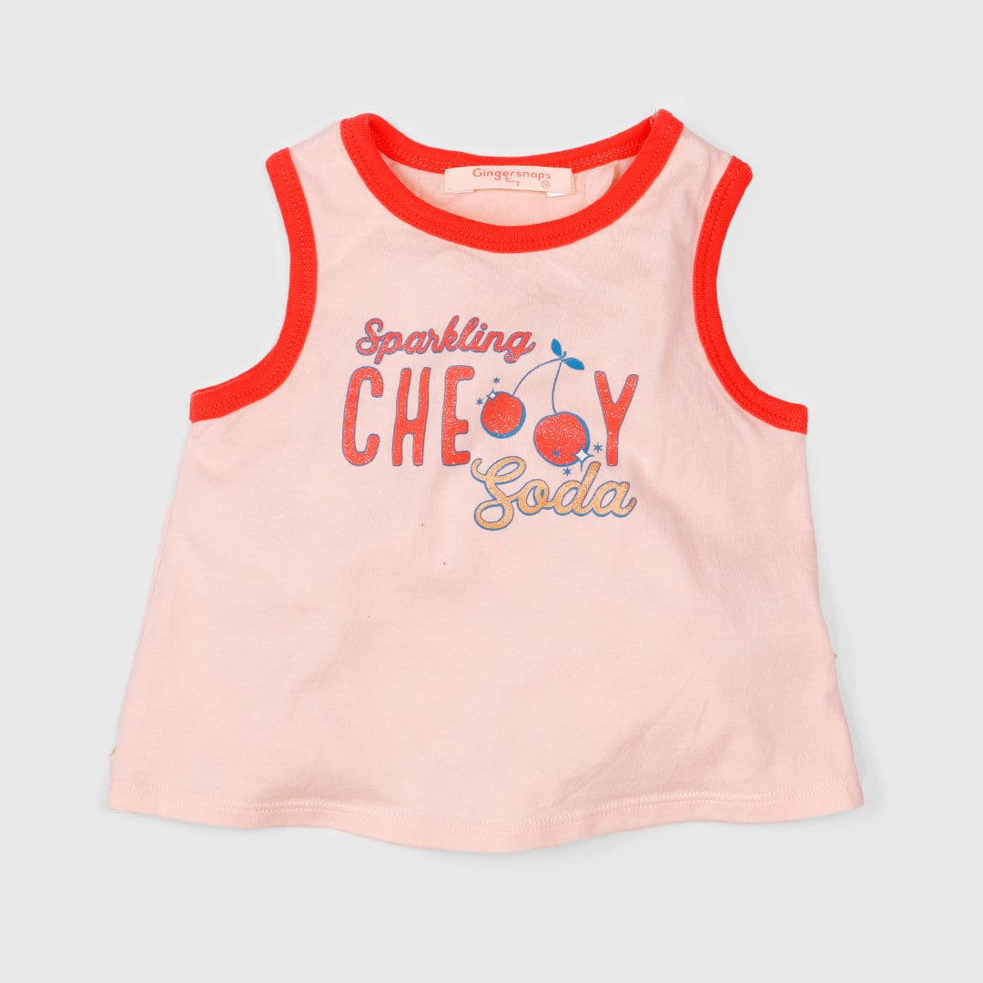 جينجرسنابس تانك توب بناتي رضع بنمط الكرز وردي