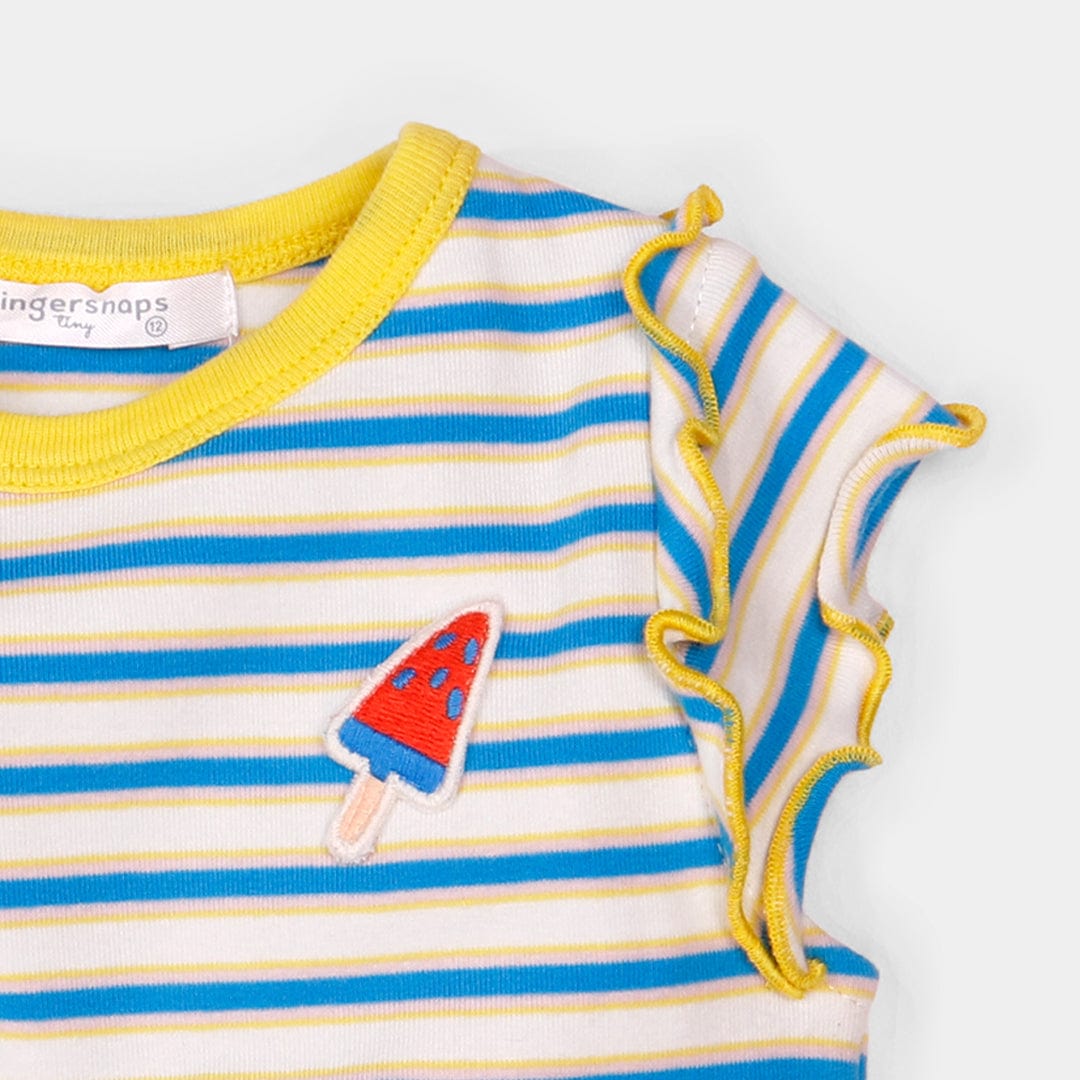 جينجرسنابس تانك توب بناتي رضع بنمط مخطط بطبعة أيس كريم متعدد الألوان