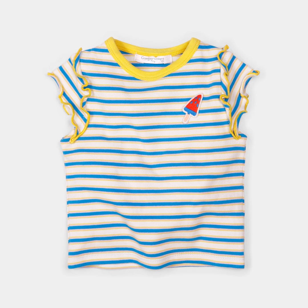 جينجرسنابس تانك توب بناتي رضع بنمط مخطط بطبعة أيس كريم متعدد الألوان