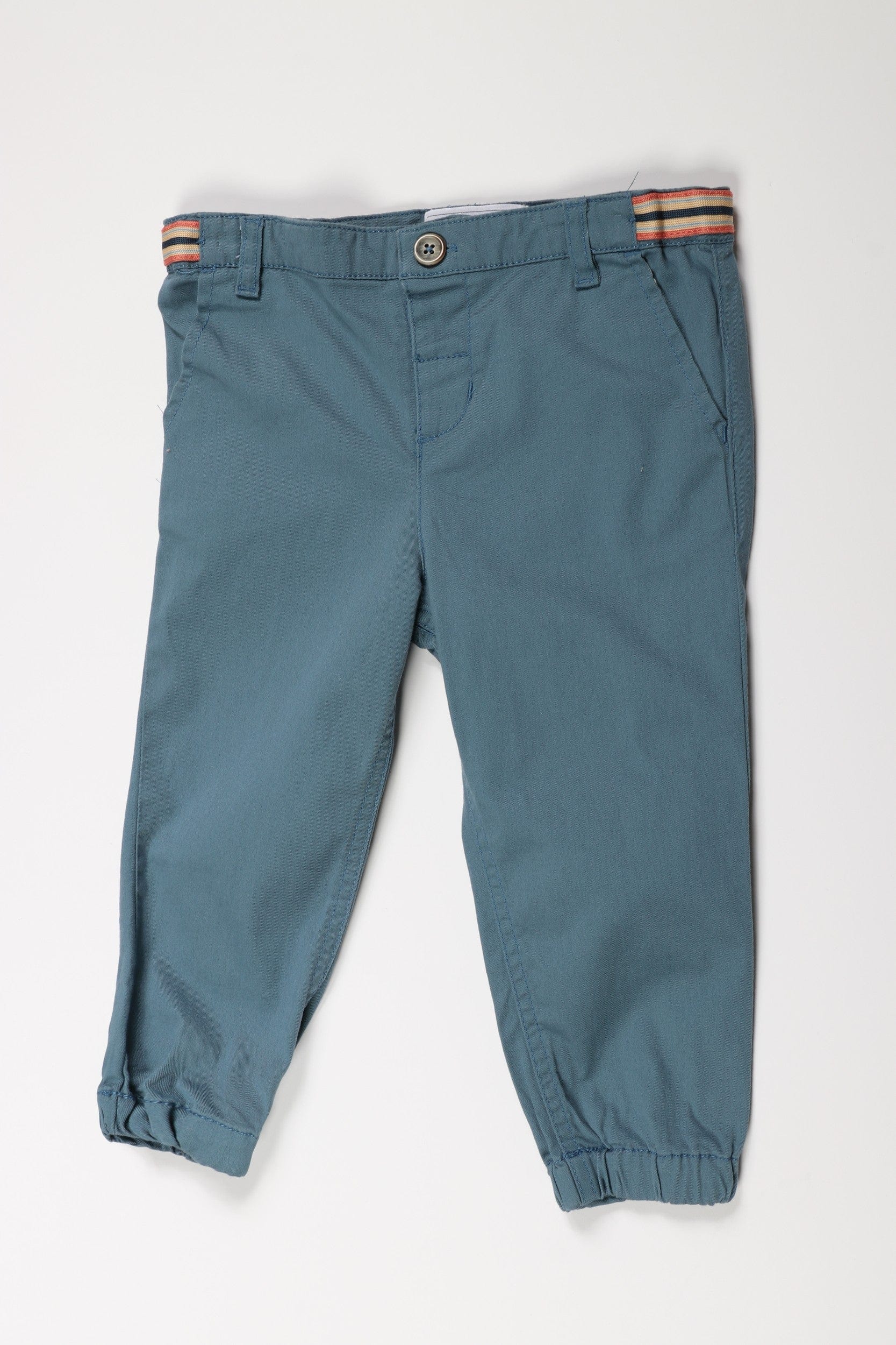 جينجرسنابس بنطلون اطفال رضع ولادي سادة بجيوب امامية ومطاط عند الكاحل أزرق