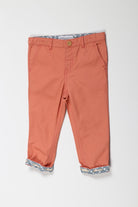 جينجرسنابس بنطلون اطفال ولادي مزين بقطعة قماش مشجرة بني محمر غامق