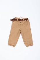 جينجرسنابس بنطلون ولادي بأستيك بجيوب جانبية بأزرار أمامية بني