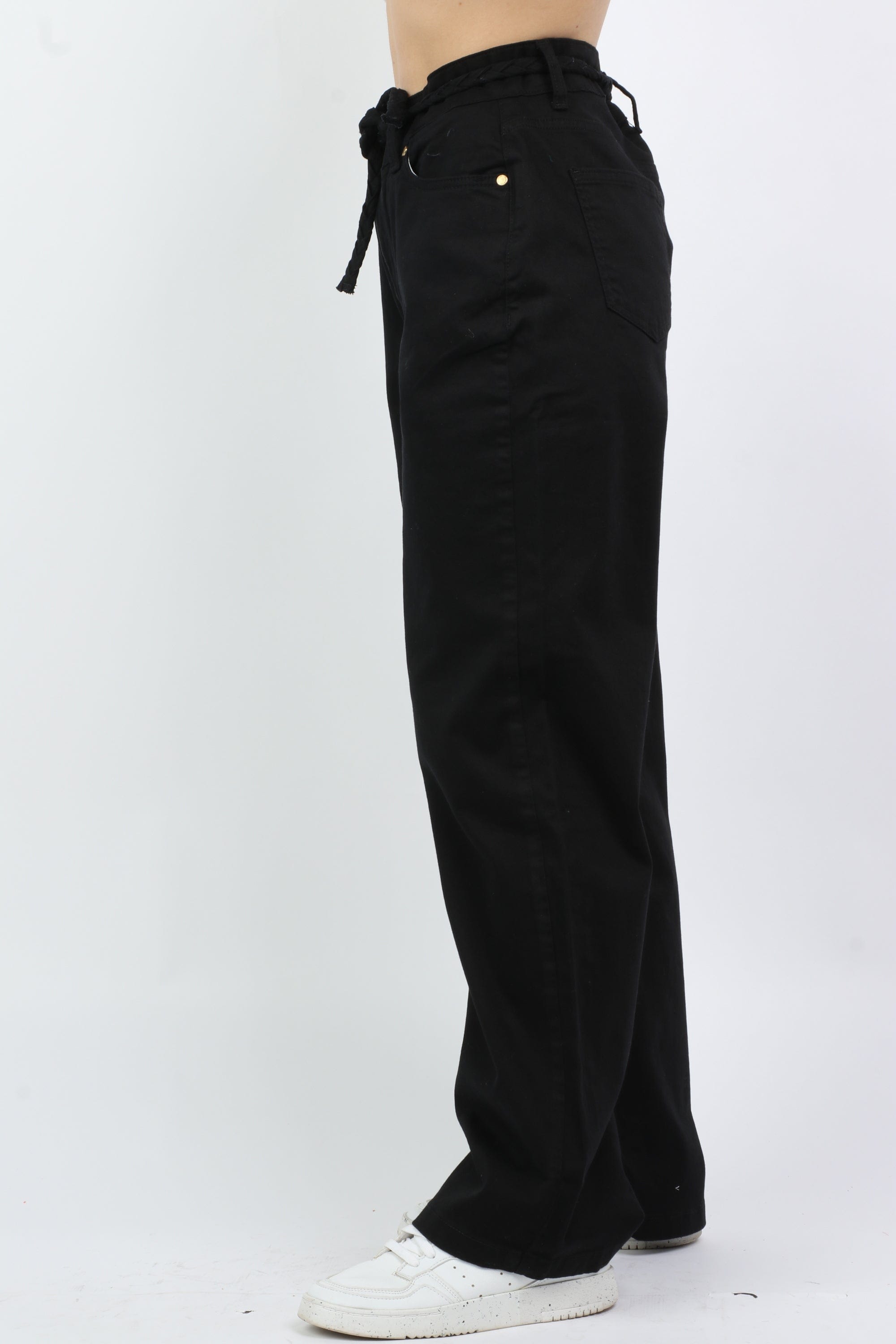 داليدرس بنطلون وايد ليج سادة برباط علي الخصر