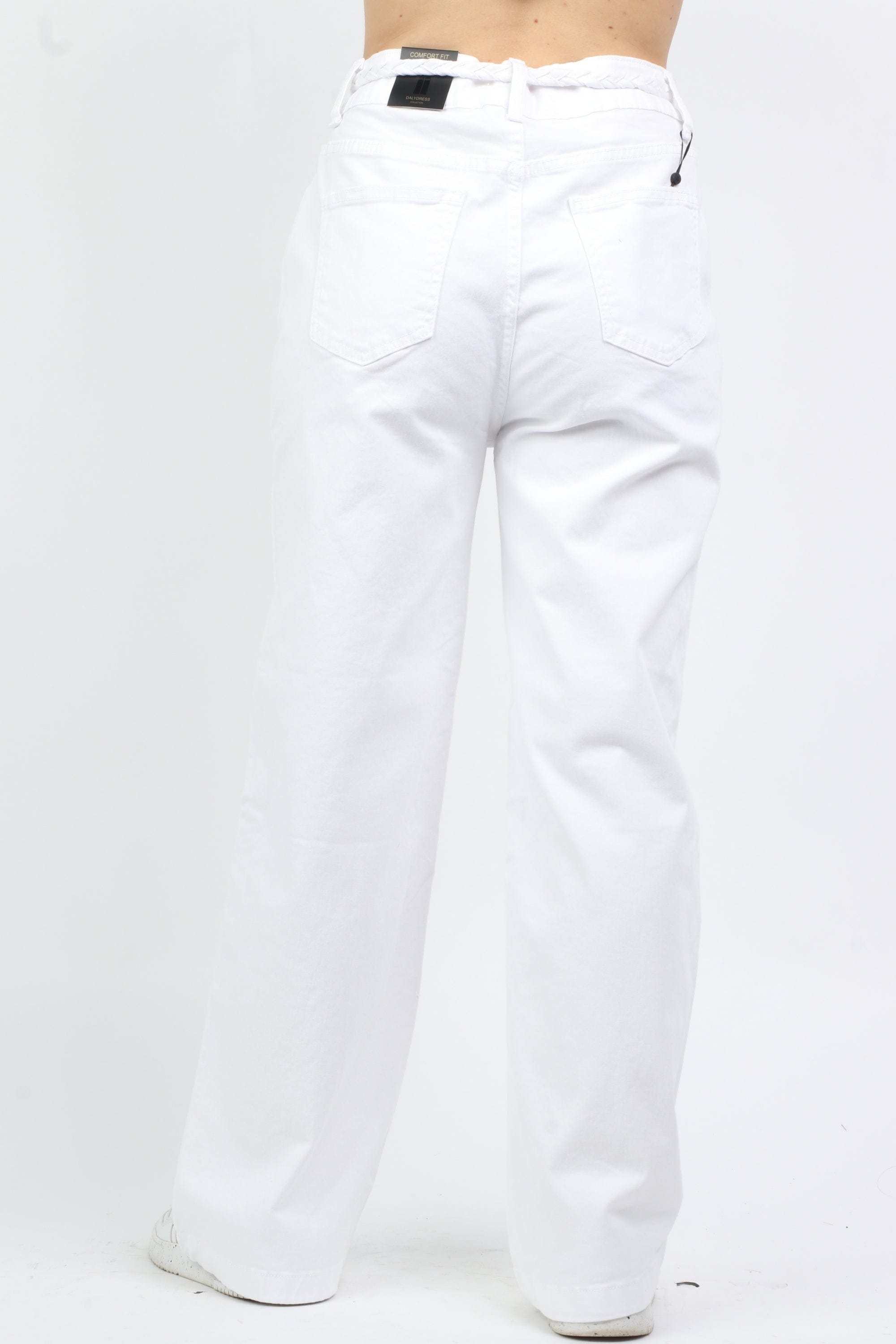 داليدرس بنطلون وايد ليج سادة برباط علي الخصر