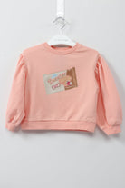 جينجرسنابس بلوفر بناتي بطبعة بكم منفوخ طويل خوخي