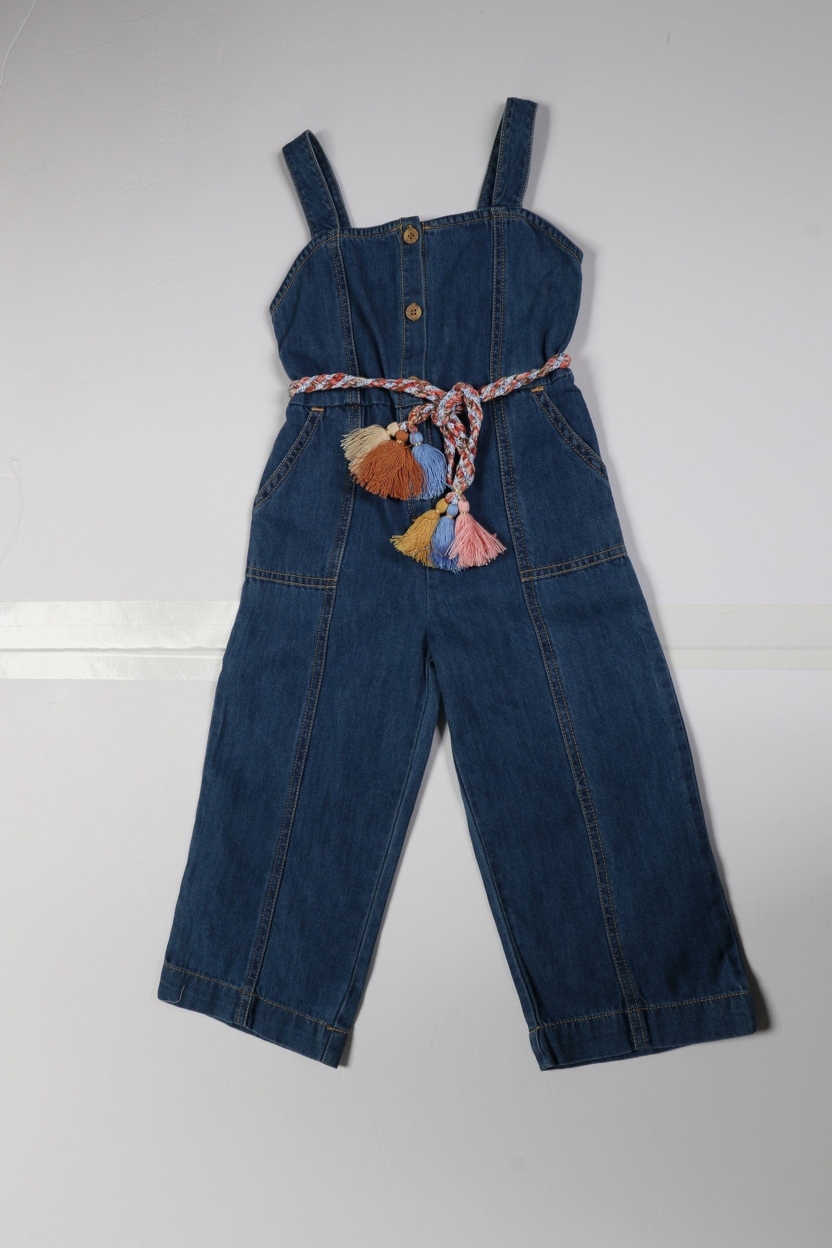 جينجرسنابس جمبسوت بناتي جينز للاطفال برباط علي الخصر أزرق