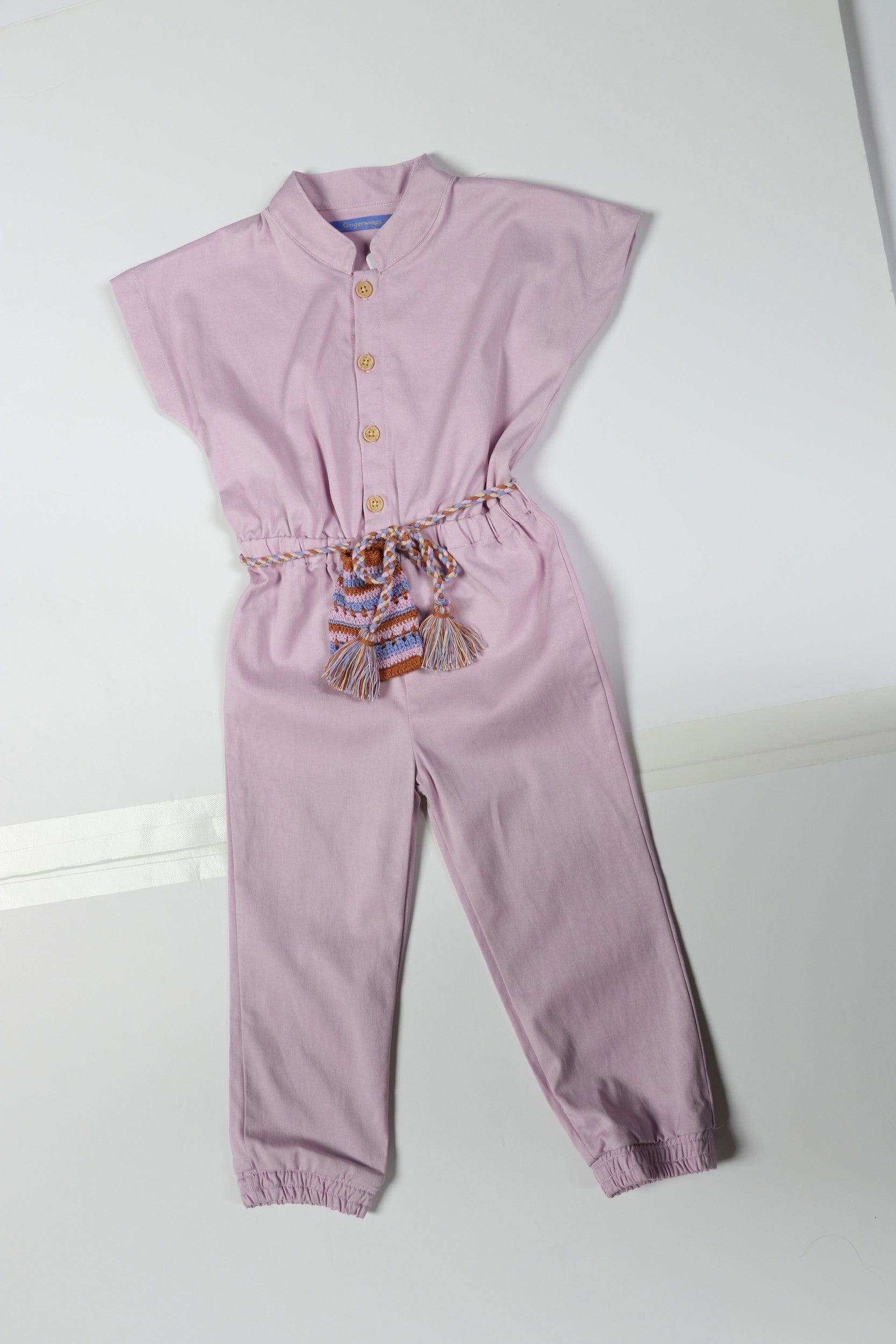 جينجرسنابس جمبسوت سادة طويل برباط ملون على الخصر بناتي أرجواني