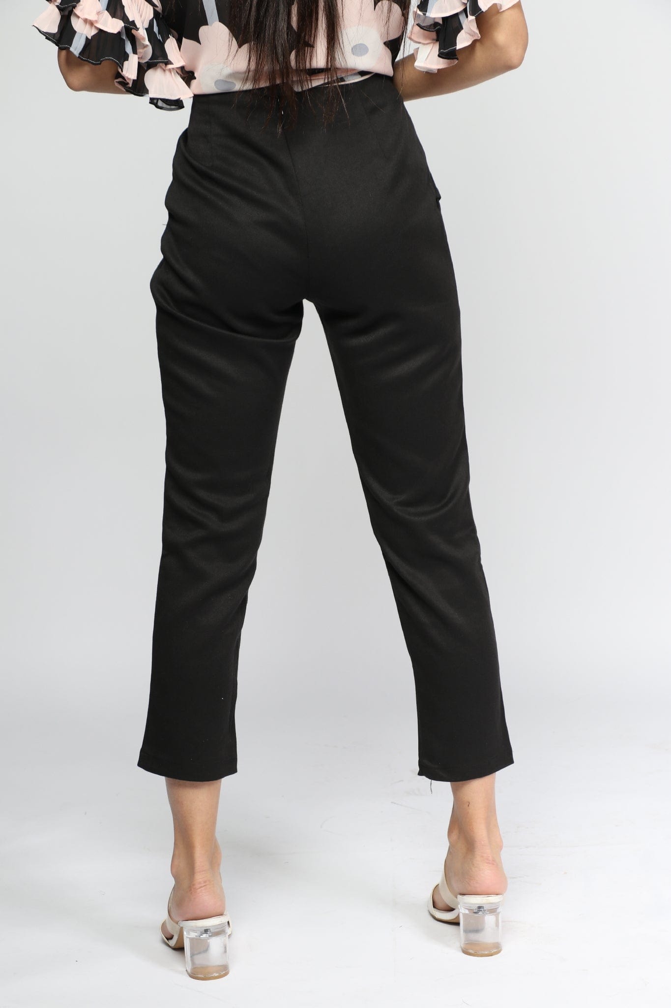 نتشي سروال طويل رسمي سادة مزين بأزرار من الجانب