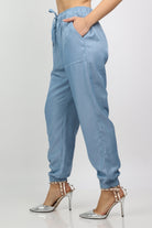 نتشي بنطلون طويل بحلقات من اسفل وخصر مكشكش طويل نسائي