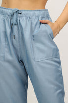 نتشي بنطلون طويل بحلقات من اسفل وخصر مكشكش طويل نسائي