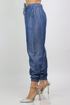 نتشي بنطلون طويل بحلقات من اسفل وخصر مكشكش طويل نسائي