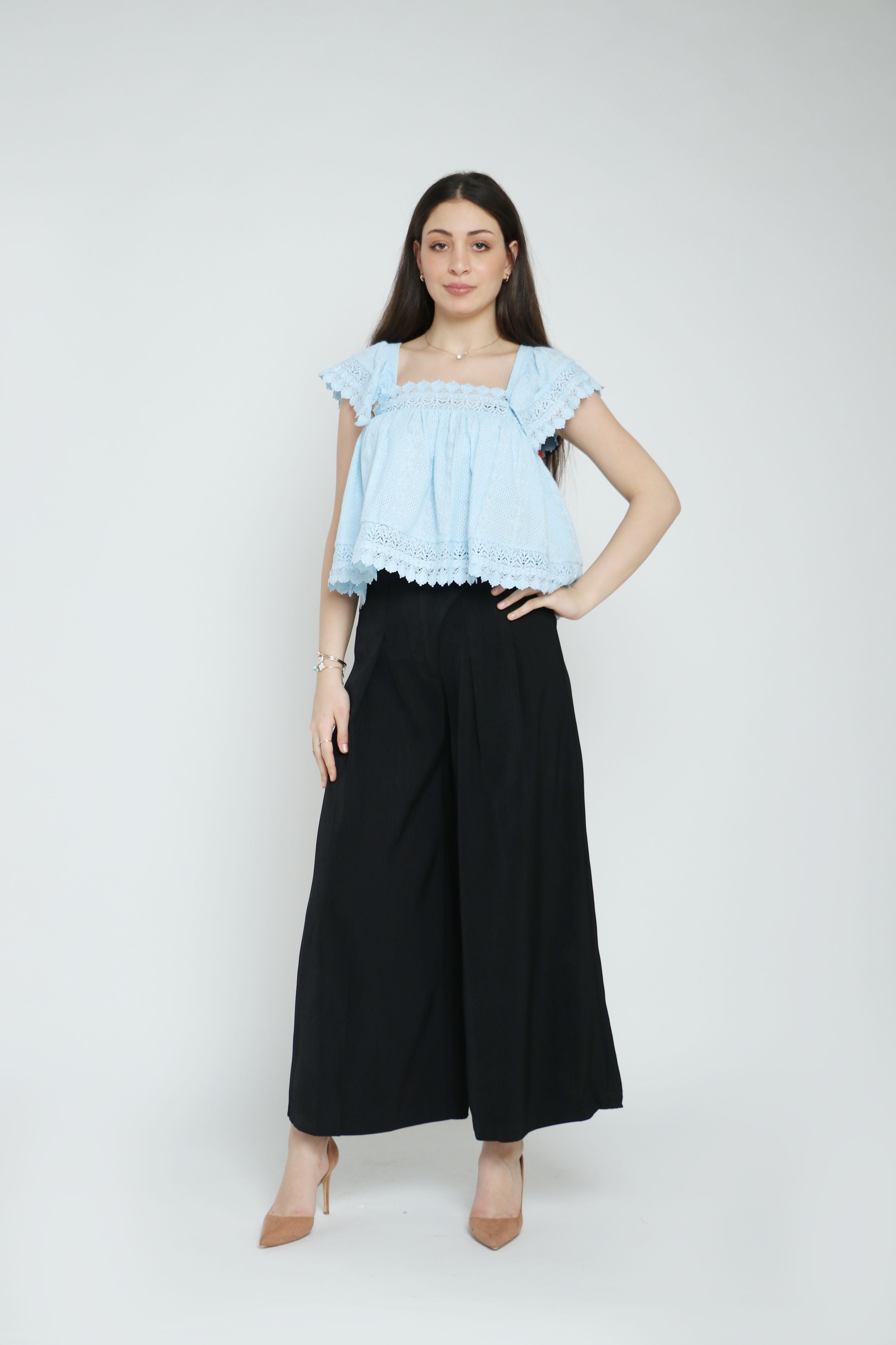 نتشي بنطلون طويل بوليستر بكسرات