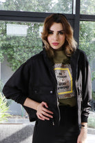 نتشي سترة أوفر سايز بجيوب بأكمام طويلة