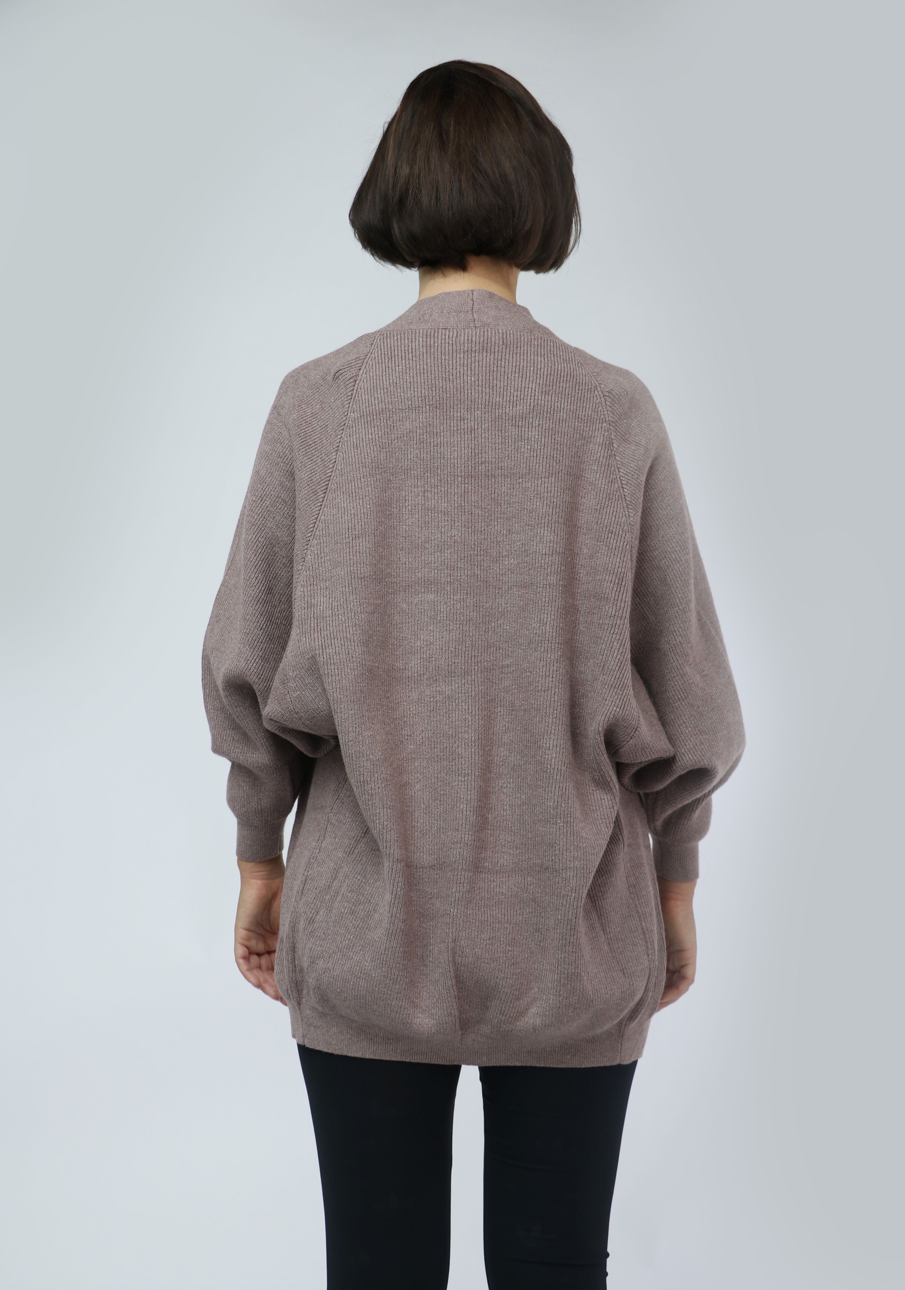 نتشي كارديجان سادة بأكمام طويلة بف بأساور