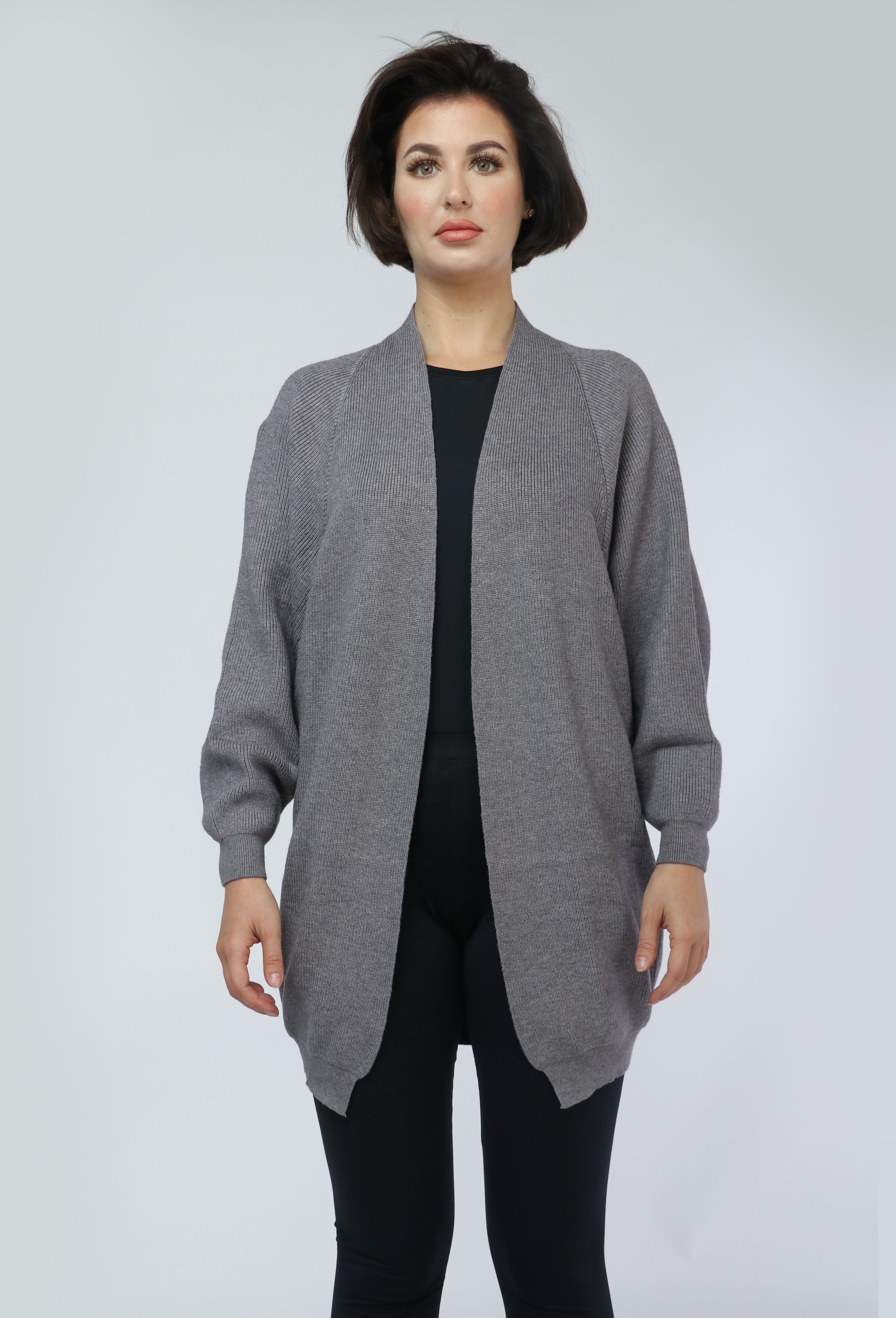 نتشي كارديجان سادة بأكمام طويلة بف بأساور