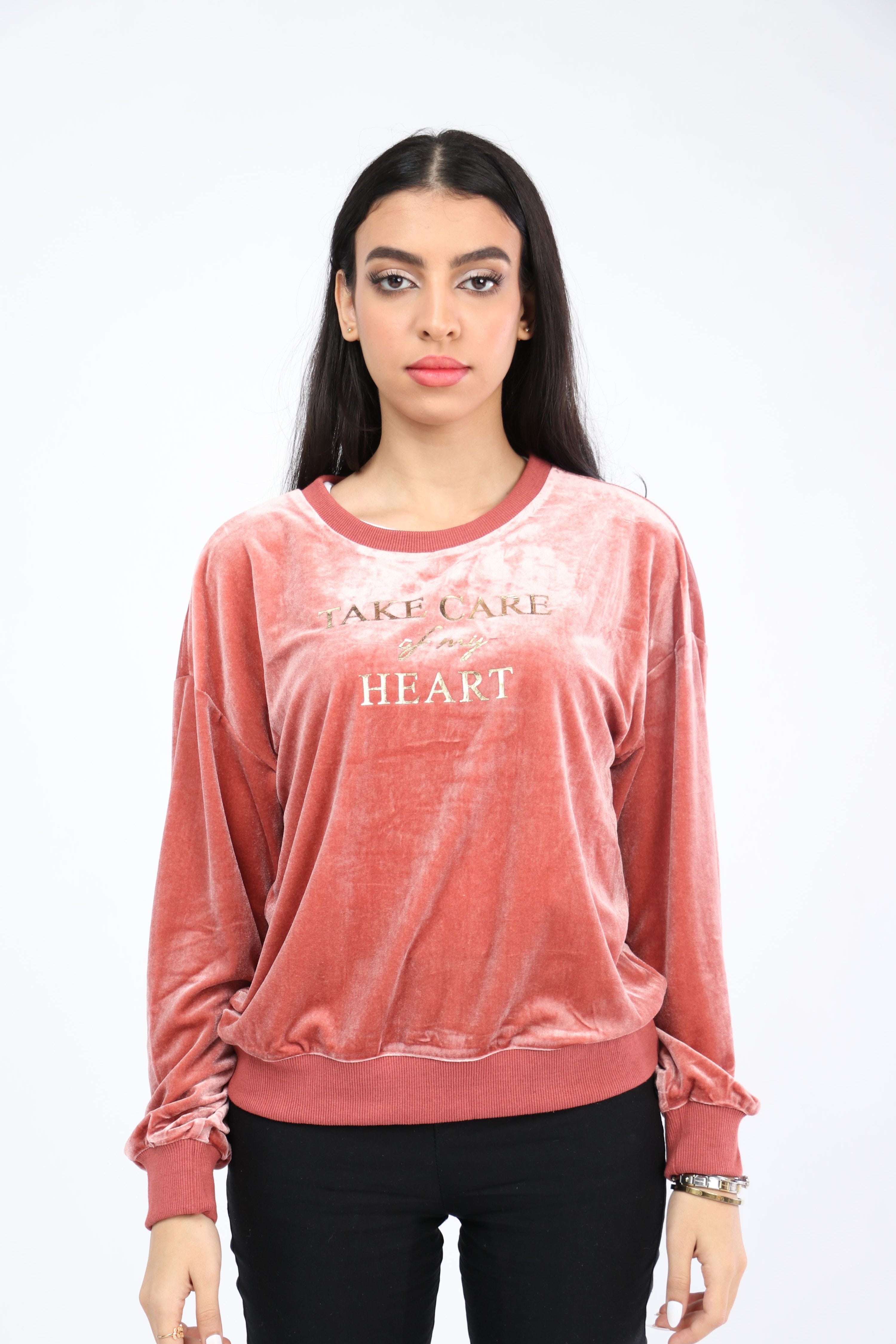 ميكا بلوزة سادة مطرزة بالخيط بأكمام طويلة