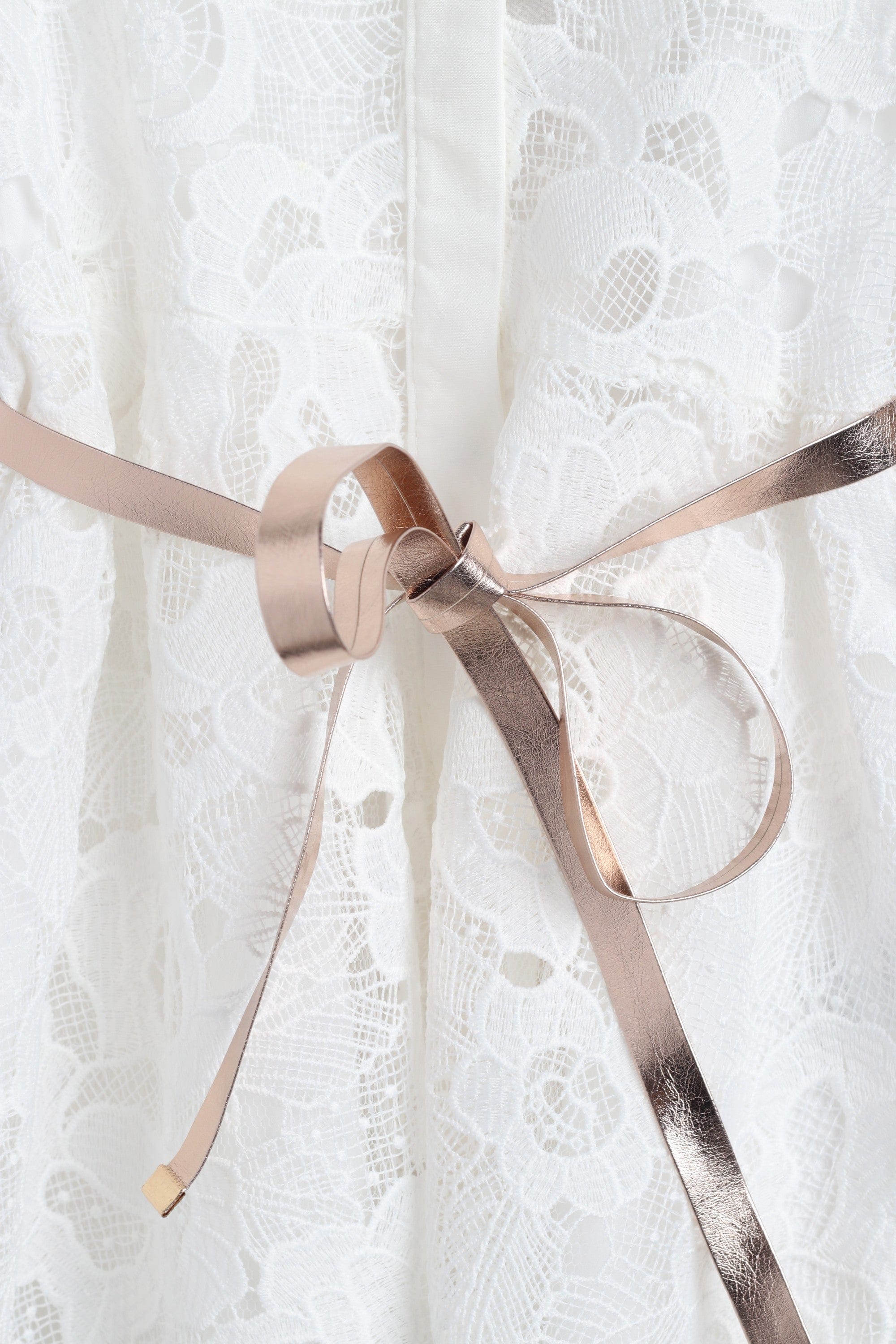 جينجرسنابس فستان بناتي دانتيل شفاف كم قصير برباط أوف وايت