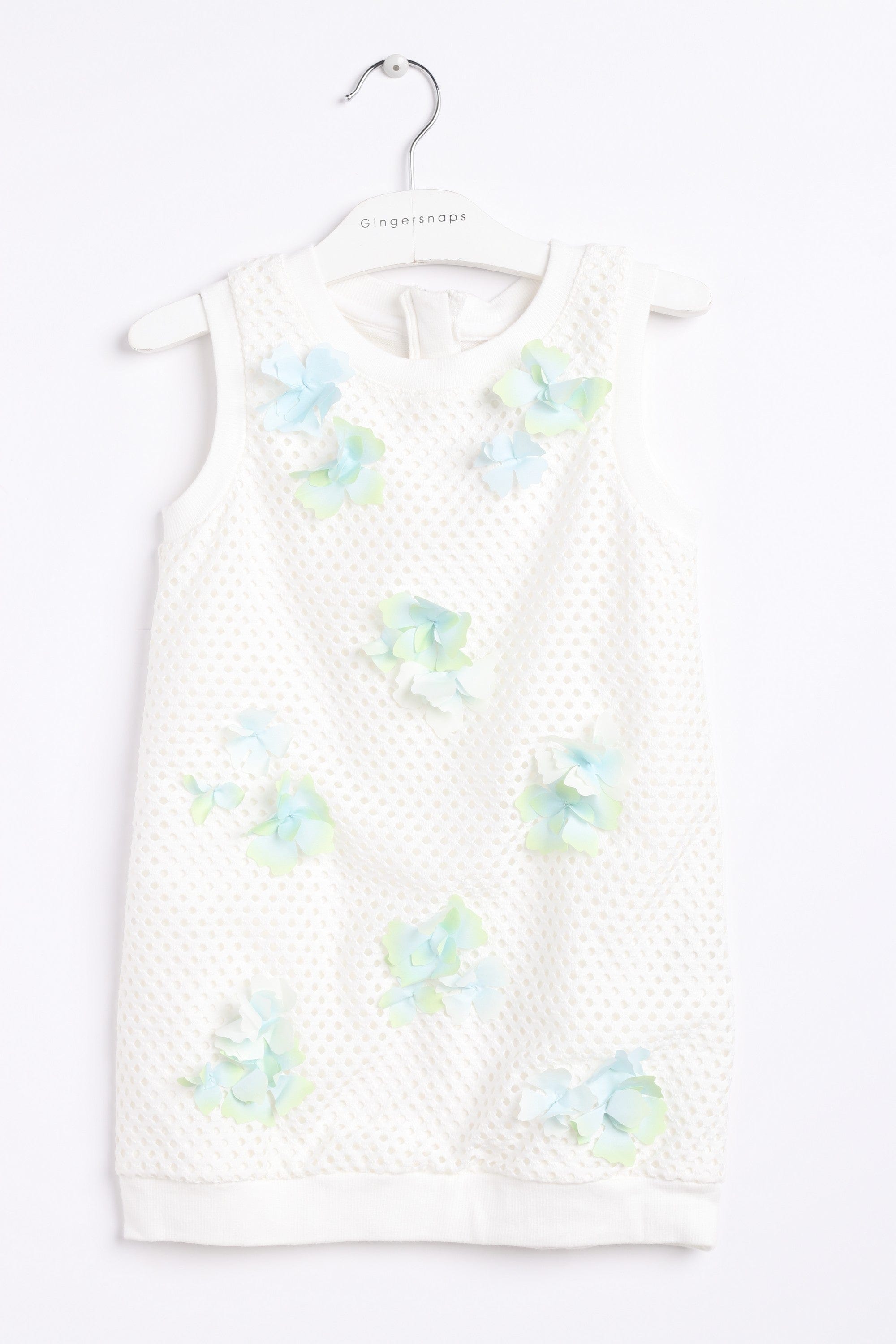 جينجرسنابس فستان بناتي مخرم مزين بالورود أوف وايت