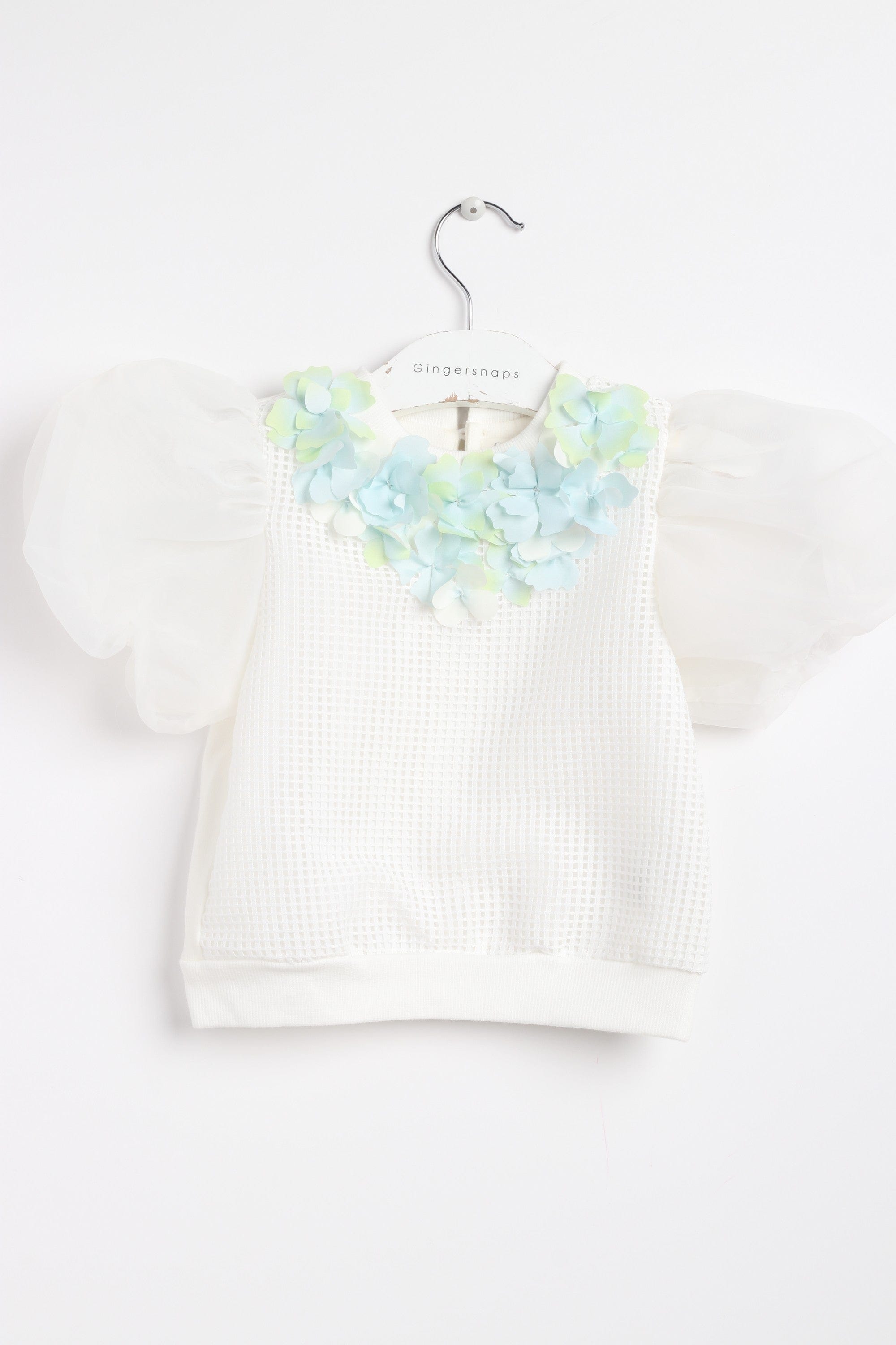 جينجرسنابس بلوزة بناتي مربعات شفافة نص كم أوف وايت