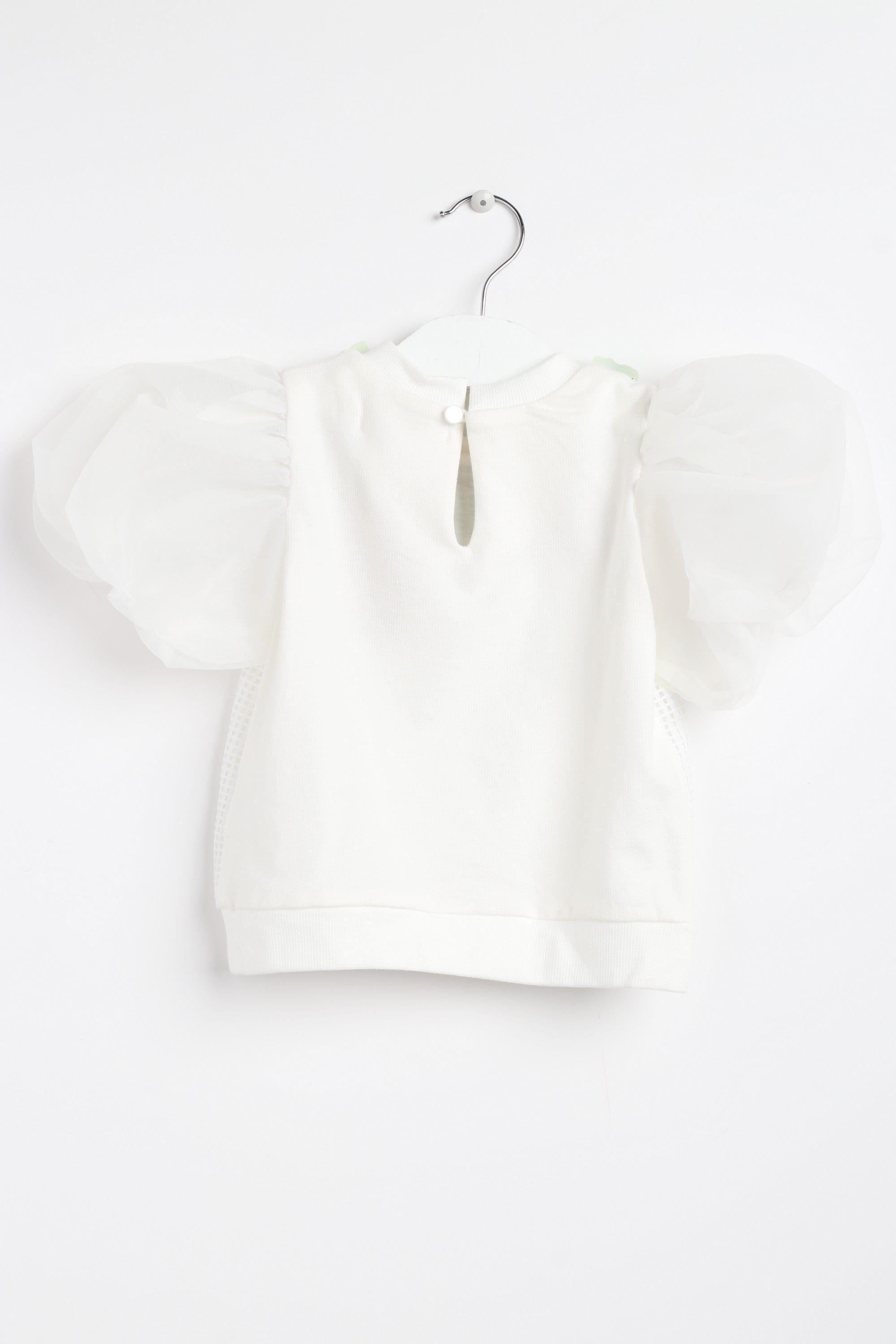 جينجرسنابس بلوزة بناتي مربعات شفافة نص كم أوف وايت