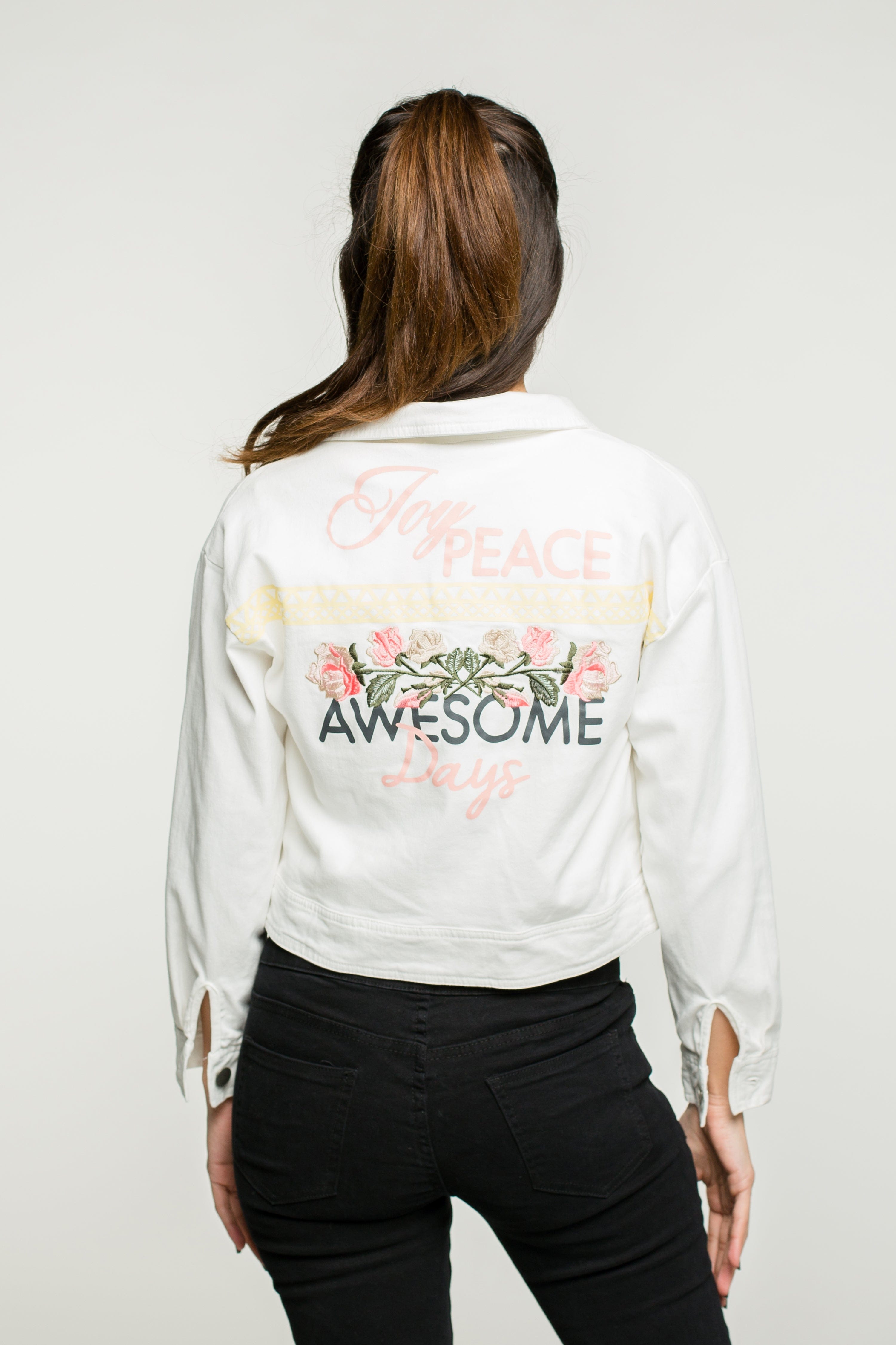 كيتشن جاكيت بكم طويل قصير جينز ملون نسائي