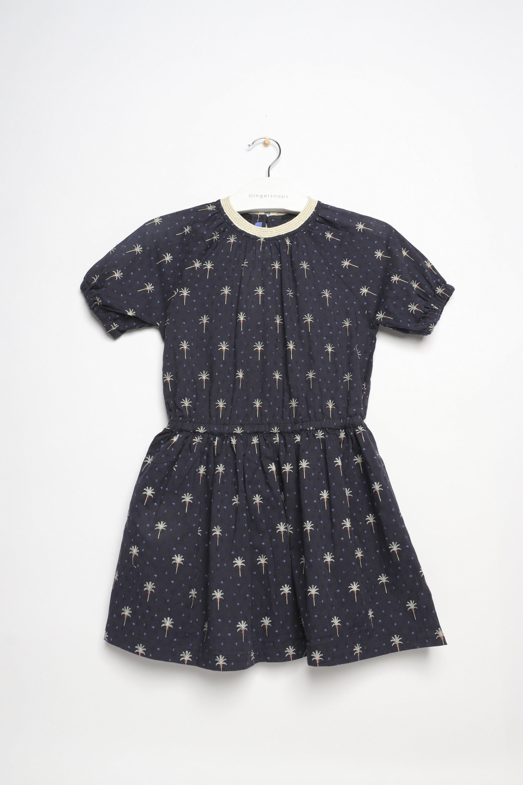 جينجرسنابس فستان منقوش مخصر كم قصير بناتي رمادي