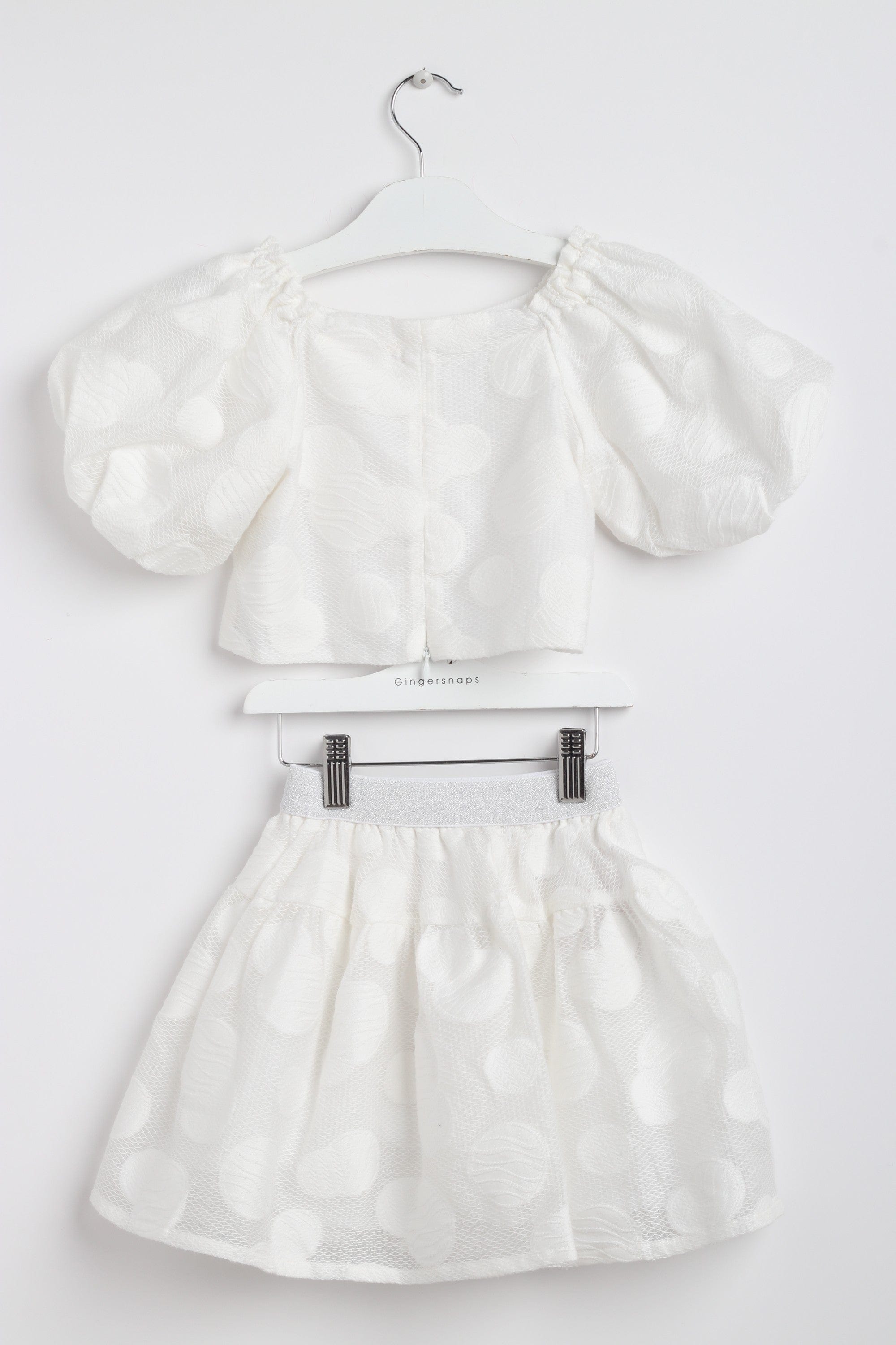 جينجرسنابس طقم بناتي منقوش تنورة وبلوزة أوف وايت