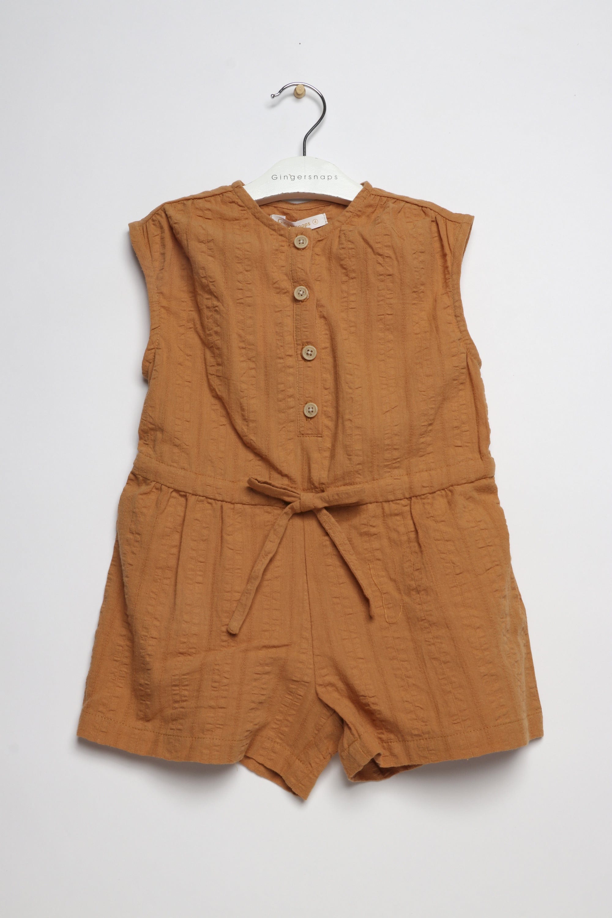 جينجرسنابس جمبسوت بناتي اطفال قصير برباط علي الخصر أصفر بني