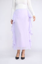 نتشي تنورة ميدي مكشكشة من الجانبين مزينة بطريز