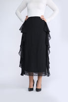 نتشي تنورة ميدي مكشكشة من الجانبين مزينة بطريز