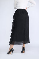 نتشي تنورة ميدي مكشكشة من الجانبين مزينة بطريز