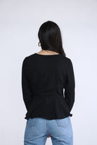 نتشي بلوزة لف برباط وسبعة كم طويل نسائي