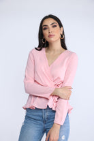 نتشي بلوزة لف برباط وسبعة كم طويل نسائي