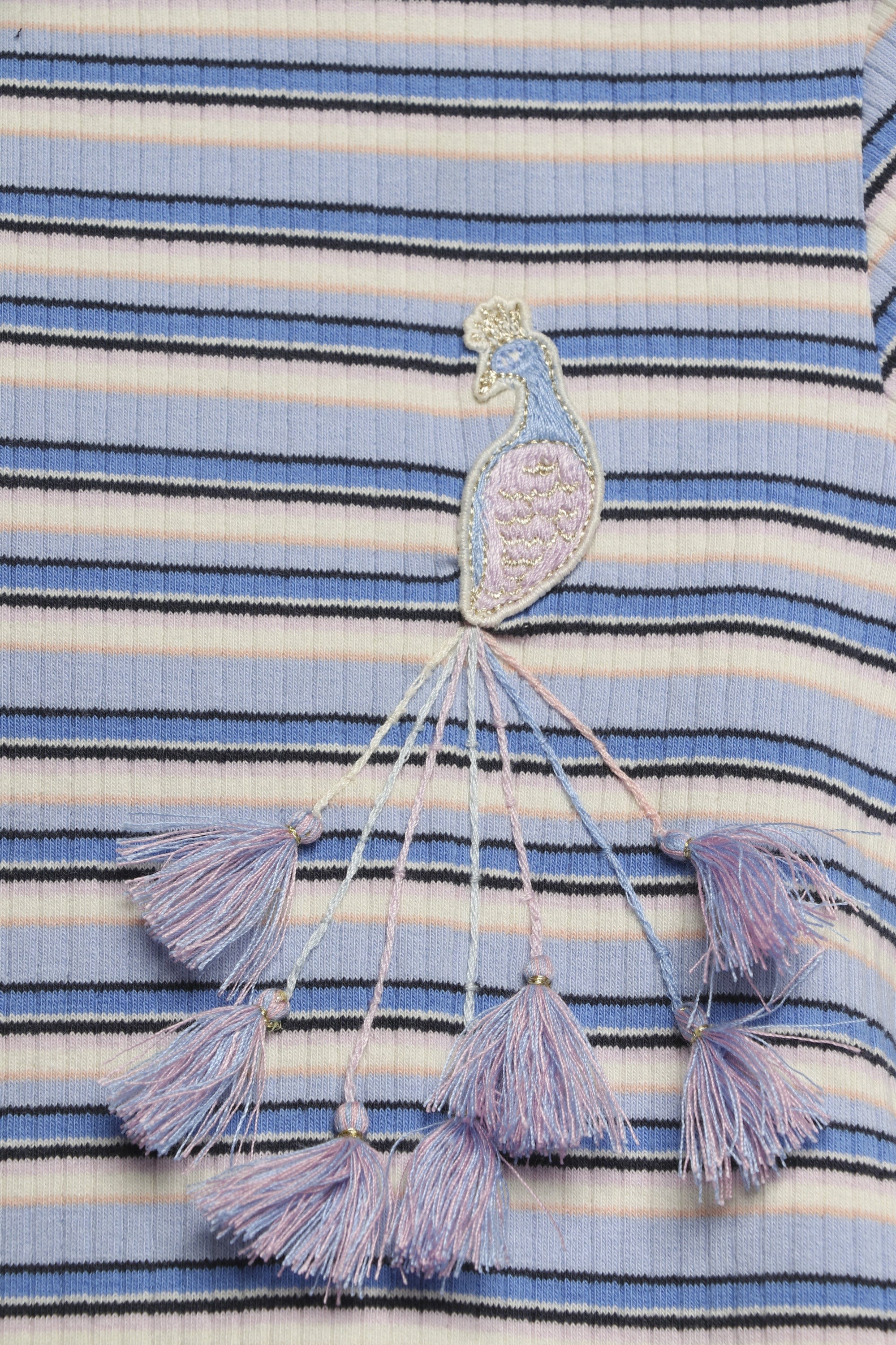 جينجرسنابس بلوزة بناتي نص كم مخططة متعدد الألوان