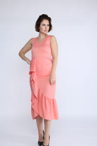 نتشي فستان ميدي ضيق مكشكش بدون كم