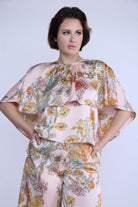 نتشي بلوزة موردة فراشة نص كم نسائي