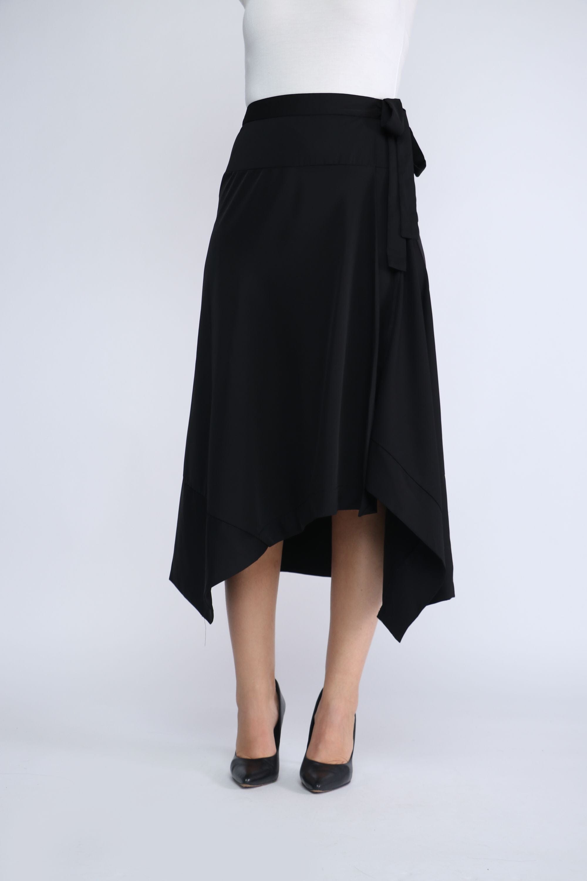 نتشي تنورة ميدي بوليستر لف سادة برباط خصر