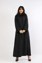 ديامانتين عباية سوداء للمحجبات مطرزة من الأمام أسود