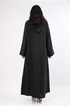 ديامانتين عباية سوداء للمحجبات مطرزة من الأمام أسود