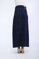 كيتشن تنورة جينز طويلة هاي ويست مع جيوب نسائية