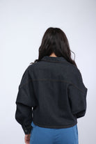 كيتشن جاكت جينز بأزرار أمامية معدنية وياقة كم طويل نسائي