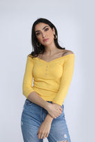 نتشي بلوزة بدون أكتاف بأزرار أمامية 3/4 كم نسائي